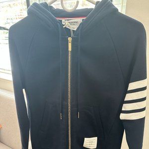 Thom Browne Navy Loopback 4-Bar Zip-up Hoodie BRAND NEW Size XS